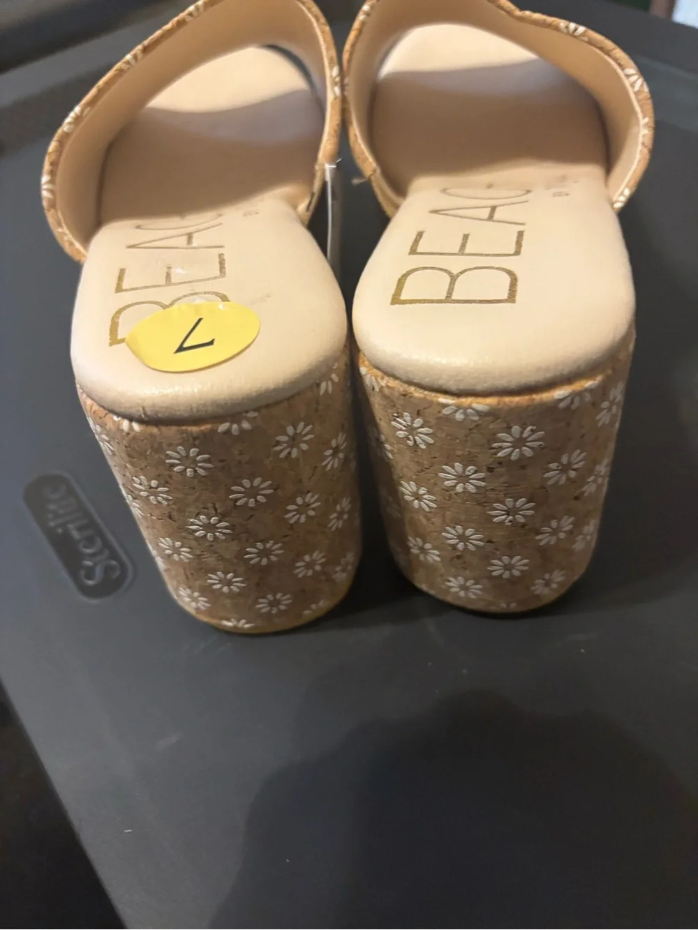 Marshalls Tan Floral Slide Mules